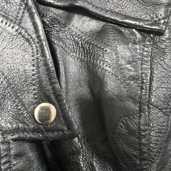 Flight Path Black Vintage 90’s Leather Jacket Deadstock Moto Biker Patchwork-XL - Picture 10 of 11